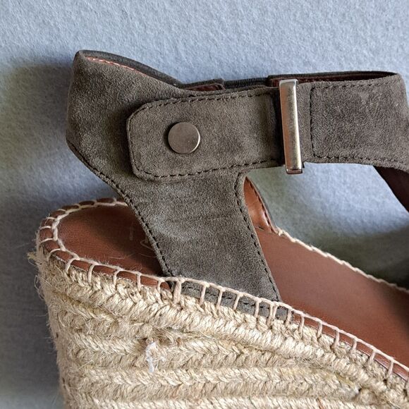 Franco Sarto Women’s 8.5 38.5 Olive Suede Espadrille Wedge Sandals Summer - Picture 5 of 9